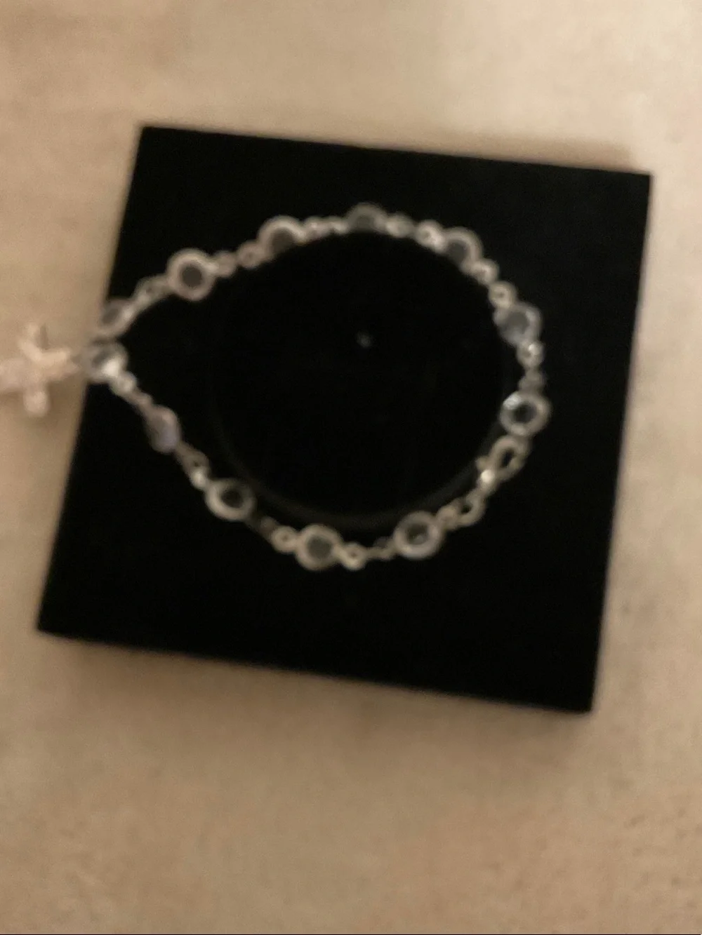 Silver Cross Charm Bracelet with Gray Gem Accents - Women Jewelry